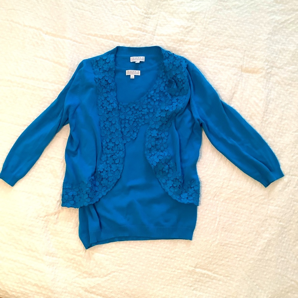 Joseph A. sweater set, cerulean blue, size small - Picture 4 of 4